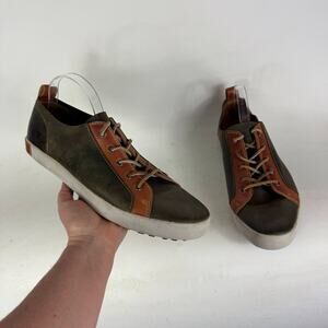 Blackstone Khaky Sneaker Men 12 Green Brown Leather Lace-Up Low Top Casual Shoes